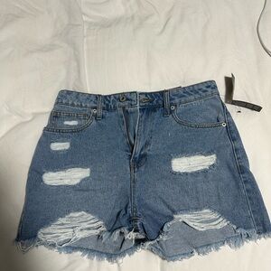 Fashion Nova Blue Distressed Jean Shorts